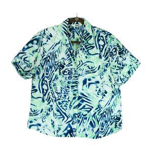 Womens Alia Petites Short Sleeve‎ Hawaiian Shirt Bright Floral Tropical